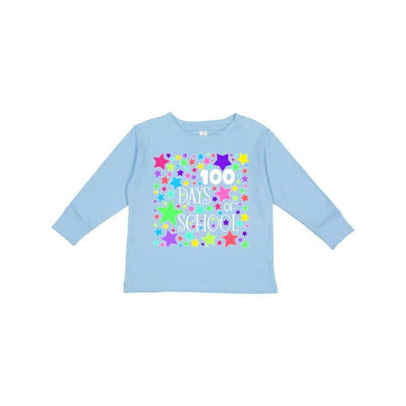 Inktastic 100 Days of School Pastel Stars Boys or Girls Long Sleeve Toddler T-Shirt