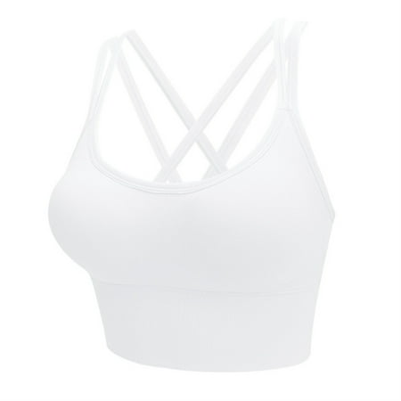 

Strappy Sports Bra Cross Back Sport Bras Padded Cropped Bras for Yoga Fitness Mint Green S
