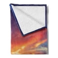 thumbnail image 2 of Landscape Soft Flannel Fleece Throw Blanket, Wooden Bridge in the Port at Sunrise Horizon Candle Romantic Love Image Print, Cozy Plush for Indoor and Outdoor Use, 60" x 80", Orange Navy, by Ambesonne, 2 of 5