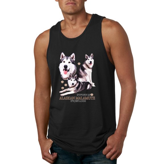 Wild Bobby, If It's Not an Alaskan Malamute It's Just a Dog Gift, Men Graphic Tank Top, Black, Small