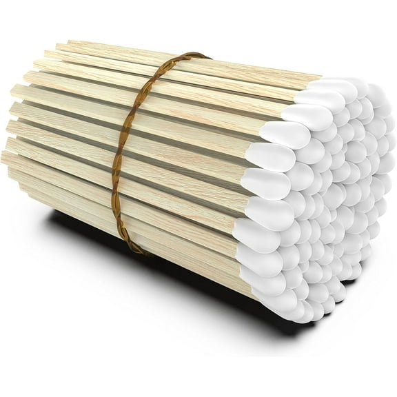 ZIKANI Decorative Artisan Matches 4 Inch Kiln Dried Wood with Striker - 100 Count (White Tip)