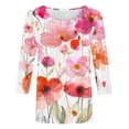 thumbnail image 3 of Darzheoy Womens Graphic Loose Round Neck Tops Blouses Mid-Length 3/4 Sleeve Fall Winter Blouse Shirt, 3 of 3