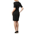 thumbnail image 3 of INSPIRE CHIC Sheath Pencil Dress for Women's Square Neck Short Sleeve Work Business Casual Cocktail Dresses M Black, 3 of 6