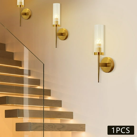 Miumaeov Gold Wall Light Glass Sconce Bedroom Hallway Lighting Fixture Wall Sconce Decor