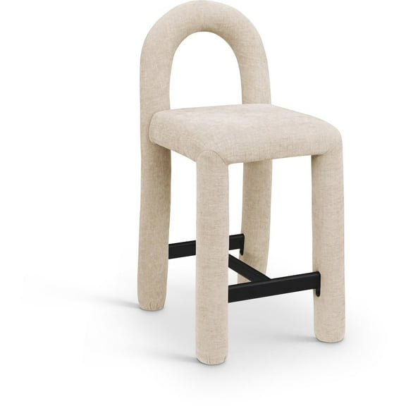 Meridian Furniture Amari Beige Chenille Fabric Stool