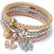 thumbnail image 4 of Alloy Three Colour Elastic Popcorn Chain Bracelet Set with Crystal Heart Pendants for Women, 4 of 5