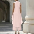 thumbnail image 6 of IUYRTFE Women's Sleeveless Mock Neck Layered Asymmetrical Top and Wide Leg Pants Set 2 Piece Casual Outfit, 6 of 6