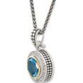 thumbnail image 5 of 14K/Silver Two-Tone Sterling Silver With 14K Swiss Blue Topaz & Diamond Necklace Made In Thailand qtc52, 5 of 5