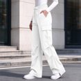 thumbnail image 6 of Kvture Women's Cargo Pants Casual Straight Wide Leg Work Pants Elastic Waisted Lightweight Loose Hiking Pant with Pockets, 6 of 8