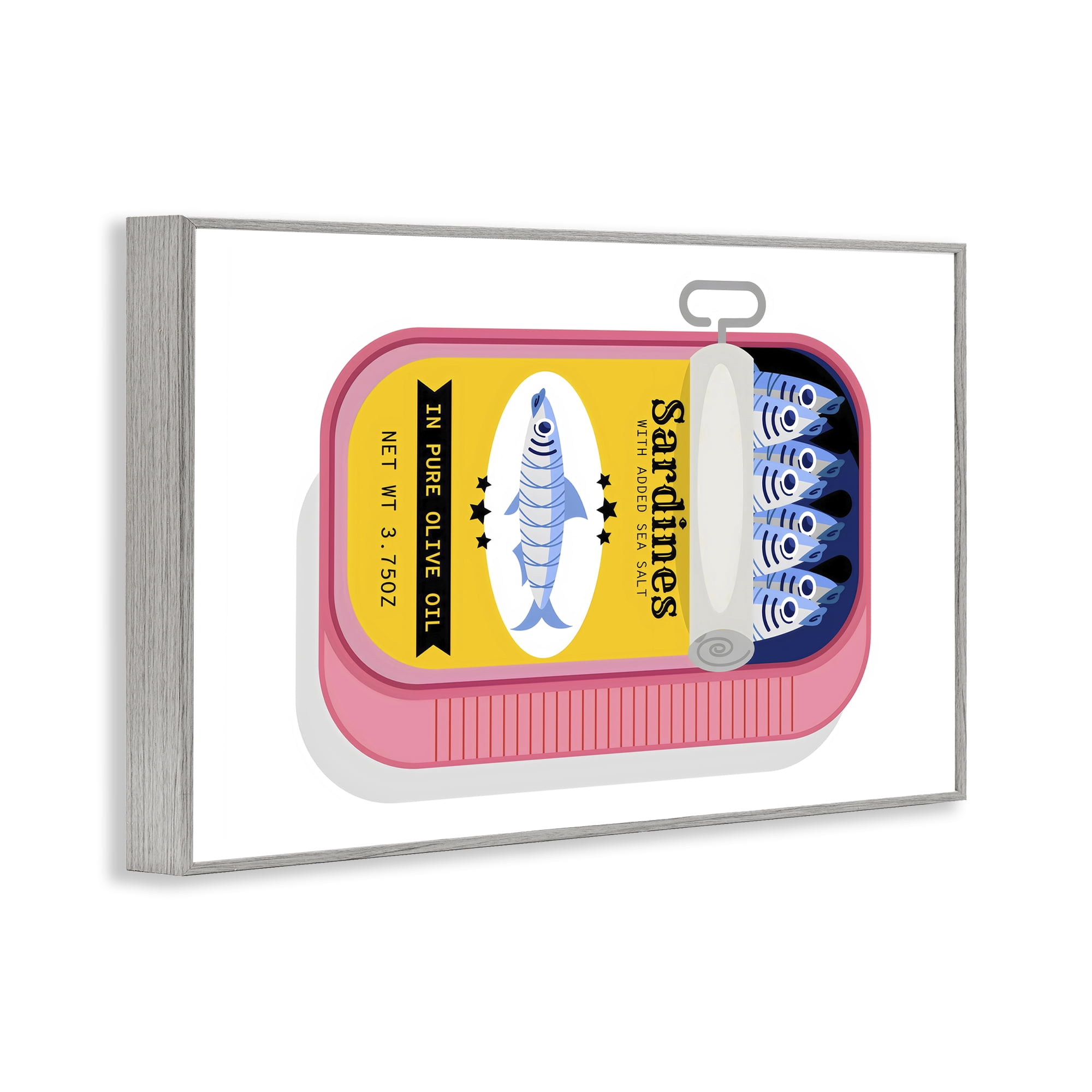 Stupell Industries Retro Can of Sardines Gray Framed Giclee Art, design by Creative Studio