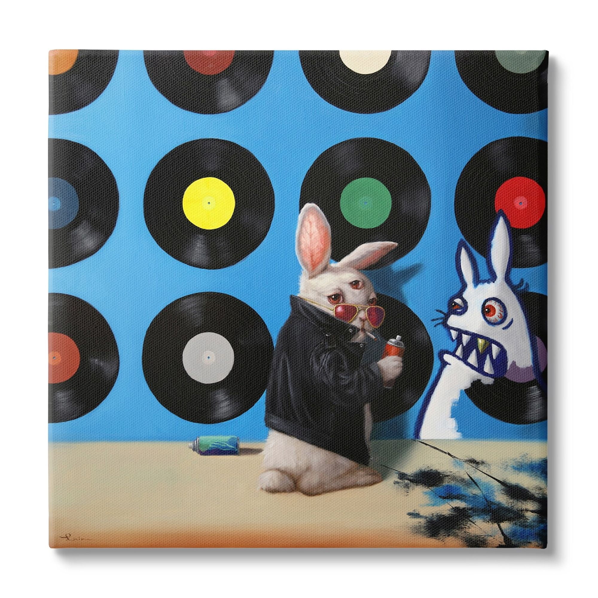 Stupell Industries Graffiti Rabbit Third Eye Music Record Pattern Canvas Wall Art, 30 x 30, Design by Lucia Heffernan