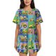 thumbnail image 1 of Balery Construction Machinery Conjunto de Pijama para Mujer con Estampado, Dos Piezas de Manga Corta y Shorts, Ropa de Dormir Suave con Cuello Redondo y Bolsillos-Small, 1 of 6