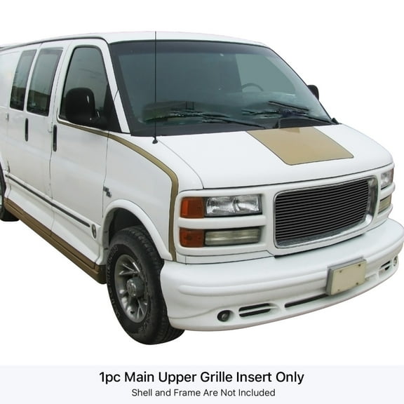 1996-2002 Gmc Savana (Only Fit Vehicles With Chrome Ring Around Grille Shell) Stainless Steel Black Powder Coated Finish 8X6 Horizontal Billet Black Stainless Steel Billet Grille