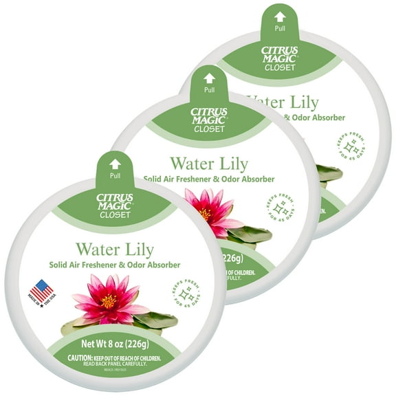 Citrus Magic For Closets Odor Absorbing Solid Air Freshener, Water Lilly, 8-Ounce, Pack of 3