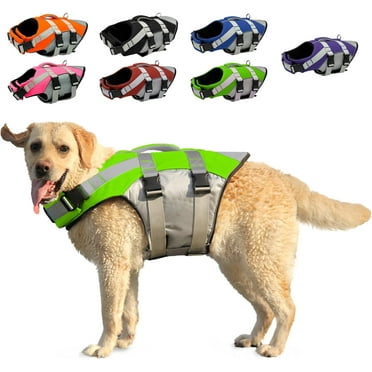 Dog Life Jacket,Reflective High Buoyancy Dog Life Vest, Adjustable Dogs Safety Swim Vest with Rescue Handle for Swimming Boating,Pet Floating Swimsuit for Small Medium Large Dogs,Green,XL Green