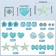 thumbnail image 2 of 140 piezas de 8 estilos de abalorios de resina azul con forma de corazón, cabujones con base plana de flores, conchas, estrellas de mar, osos, adornos transparentes y opacos., 2 of 6