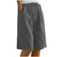 thumbnail image 2 of Neewe Womens Knee Length Pants Casual Plain Shorts Summer Drawstring Elastic Waist Comfy Shorts with Pockets, 2 of 8