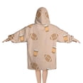 thumbnail image 2 of Light Brown Footballs and Cups Pattern Blanket Hoodies for Kids 6-13YR Oversize Wearable Blanket Hoodies for Boys Girls Teens, 2 of 7
