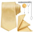 thumbnail image 1 of GAXIRE Conjunto de 5 piezas de corbata y pañuelo de bolsillo: incluye pañuelo, broche, alfiler, ojal y corbata - Accesorios para trajes formales de negocios, 1 of 6
