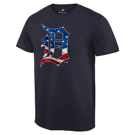 Tigers Logo Single - Detroit Tigers Fanatics Branded 2019 Stars & Stripes Big & Tall Primary Logo Banner Wave T-Shirt - Navy