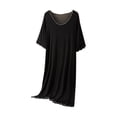 thumbnail image 4 of Sakmal Cotton Moo Moos for Women Short Sleeve Loungewear Solid Summer Crew Neck Nightgown for Women L, 4 of 5