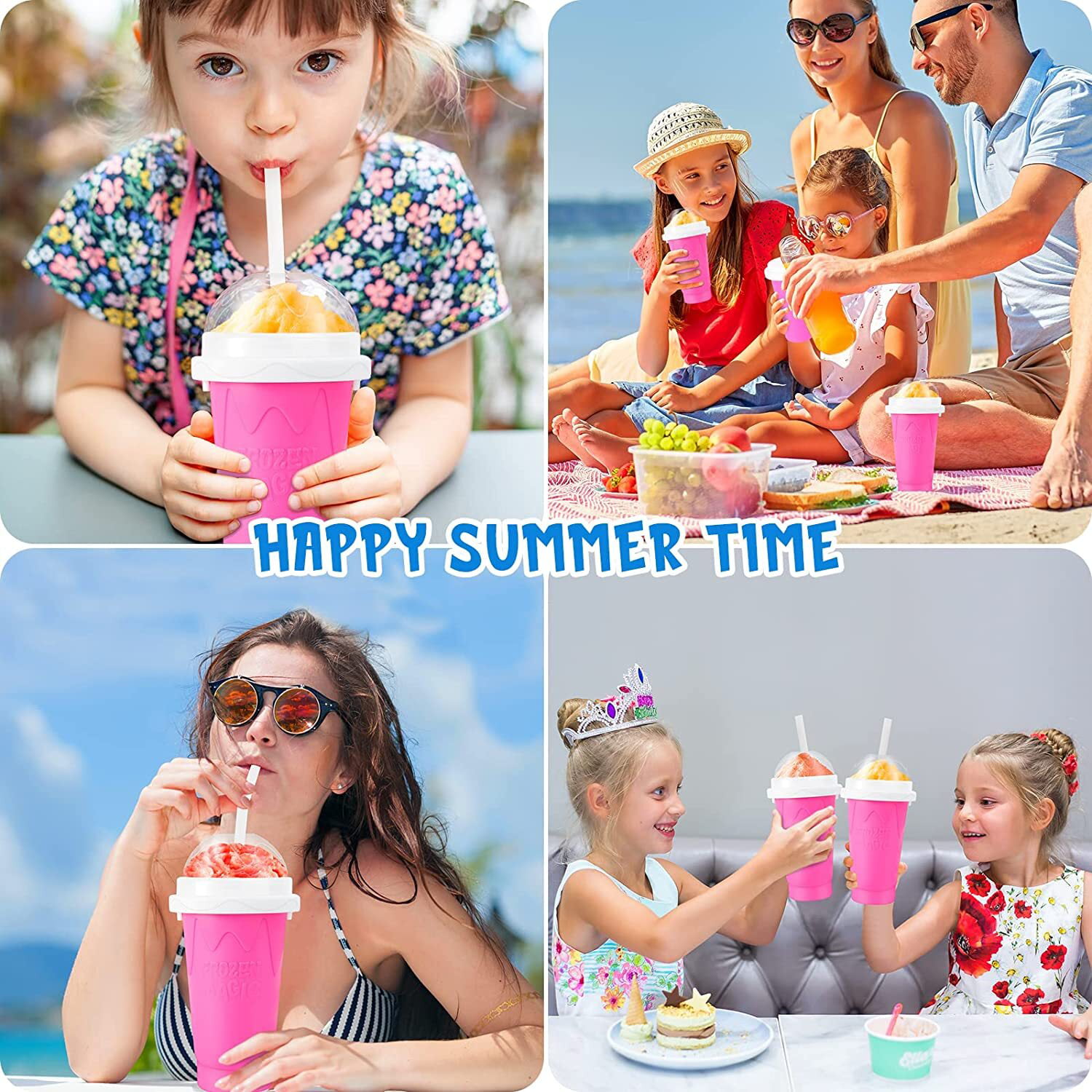 NORBOE Slushie Maker Cup, Quick Frozen Squeeze Cup, Double Layer Slush Cup  Squeeze, For Kids Homemade Summer DIY Milk Shake Ice Cream Maker