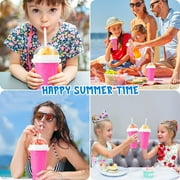 Slushy Maker Cup Frozen Magic Squeeze Cup Travel Portable Double Layer Silica Pinch Cup Summer Cooler Smoothie Cup Homemade Slushie Milkshake Maker DIY for s & Adults (Blue)