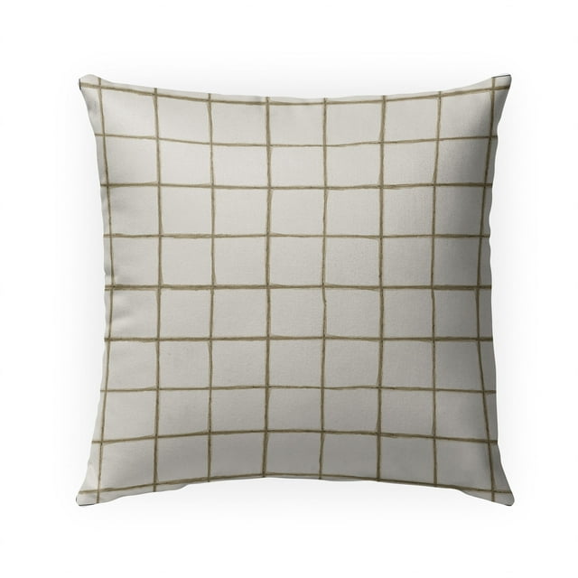 Watercolor Check Beige Outdoor Pillow by Kavka Designs