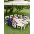 thumbnail image 3 of Outdoor Tablecloth with Umbrella Hole and Zipper, Navy Blue Christmas Rectangle Table Cloth 60x102 Inch Waterproof Tablecloth, Snowman Xmas Tree Poinsettia Eucalyptus Picnic Table Cover for Patio, 3 of 7