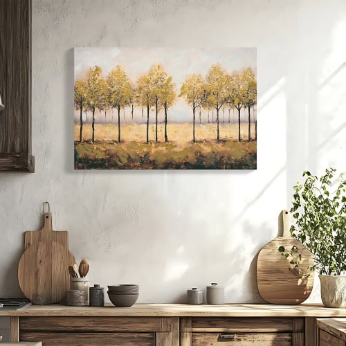 Framed Wall Art Decor Canvas Print Autumn Embellishments Plant Forest Abstract Tree Painting Picture Artwork Framed Wall Decor For Living Room Bedroom Living Room And Apartment 24x36 Inch