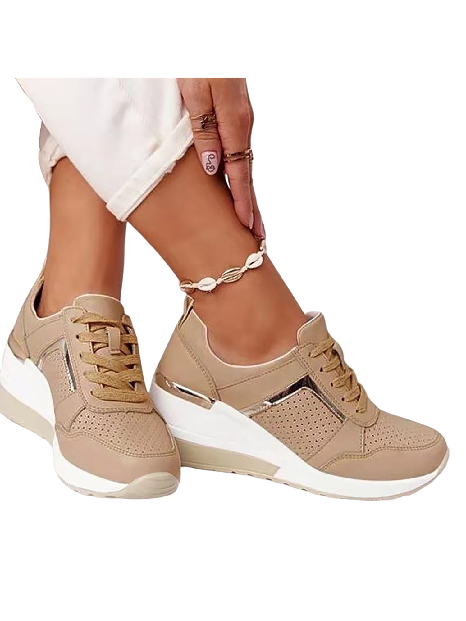 Rotosw Womens Fashion Lace Up Lightweight Wedge Sneaker Soft Athletic Shoes - Walmart.com