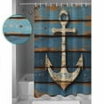 thumbnail image 3 of 72x78 Inch Shower Curtain Brown Anchor Nautical Bathroom Decor Waterproof Fabric Bathtub Bath Curtains Decorative Vintage Coastal Navy Blue Wooden Extra Long Shower Curtain Set with Hooks, 3 of 6