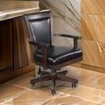 thumbnail image 6 of Flint Rolling Swivel Game Chair, Black Faux Leather, Dark Brown Wood, 6 of 6