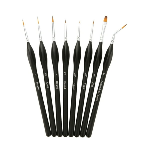 8pcs Professional Detail Paint Brushes Set Miniature Fine Tiny Artist Brushes Nylon Hair Wooden Handle Paintbrush for Acrylic Oil Watercolor Nail Face Detailing Rock Model Art Painting