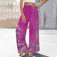 thumbnail image 2 of YUANGUANST Womens Dress Pants Womens Wide Leg Palazzo Pants Boho Floral 2025 Summer Beach Culottes Flowy Casual Trousers For Vacation Office Slacks, 2 of 4