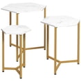 thumbnail image 1 of HOMCOM Nesting Tables Set of 3 Side Table with Marble Effect White and Gold, 1 of 10