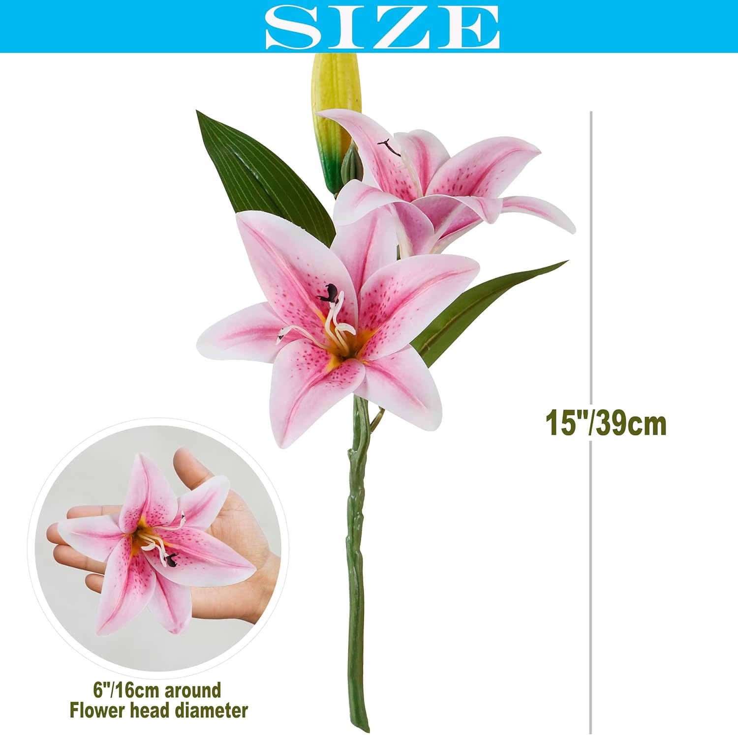 6pcs Tiger Lily Artificial Flowers, 15 Inch Faux Lilies Flower with 2 Blooms and 1 Bud, Latex Real Touch Easter Lily Flowers for Home Décor Centerpiece Wedding Bouquet,Deep Purple