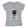 thumbnail image 5 of Am I Puggin You Women's V-Neck T-shirt Funny Pug Puppy Dad Dog Mom Pet Lover Life, 5 of 7