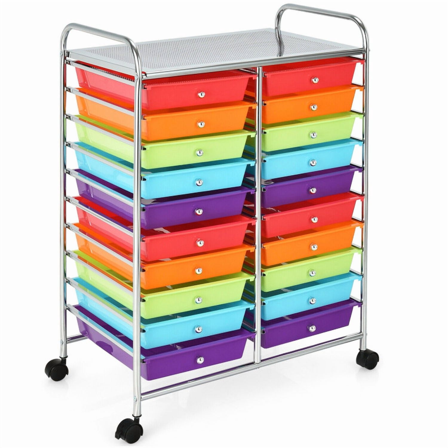 Barara King File Cabinet, Filing Cabinet Organizer,20 Drawers Storage Rolling Cart Studio Organizer-Multicolor