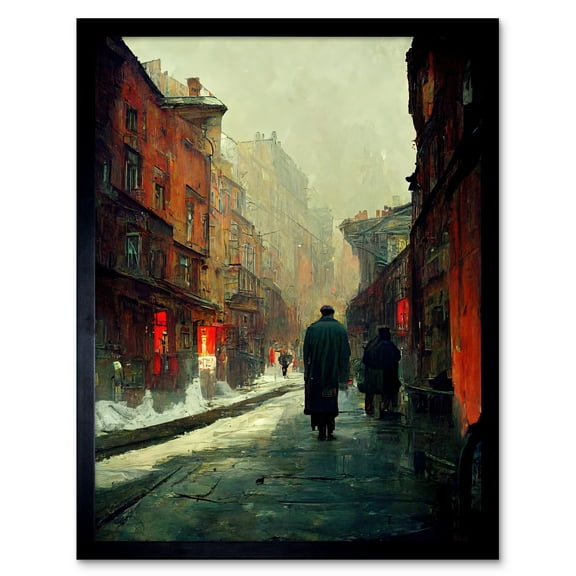 New York Cityscape Moody Snow Winter Art Print Framed Poster Wall Decor 12x16 inch