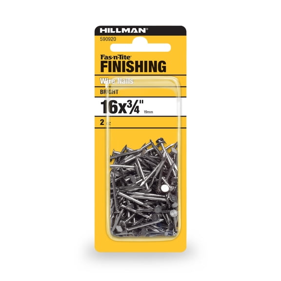 Fas-n-tite Bright Wire Finishing Nails, 16 x 3/4", Steel, Silver, Interior Nails