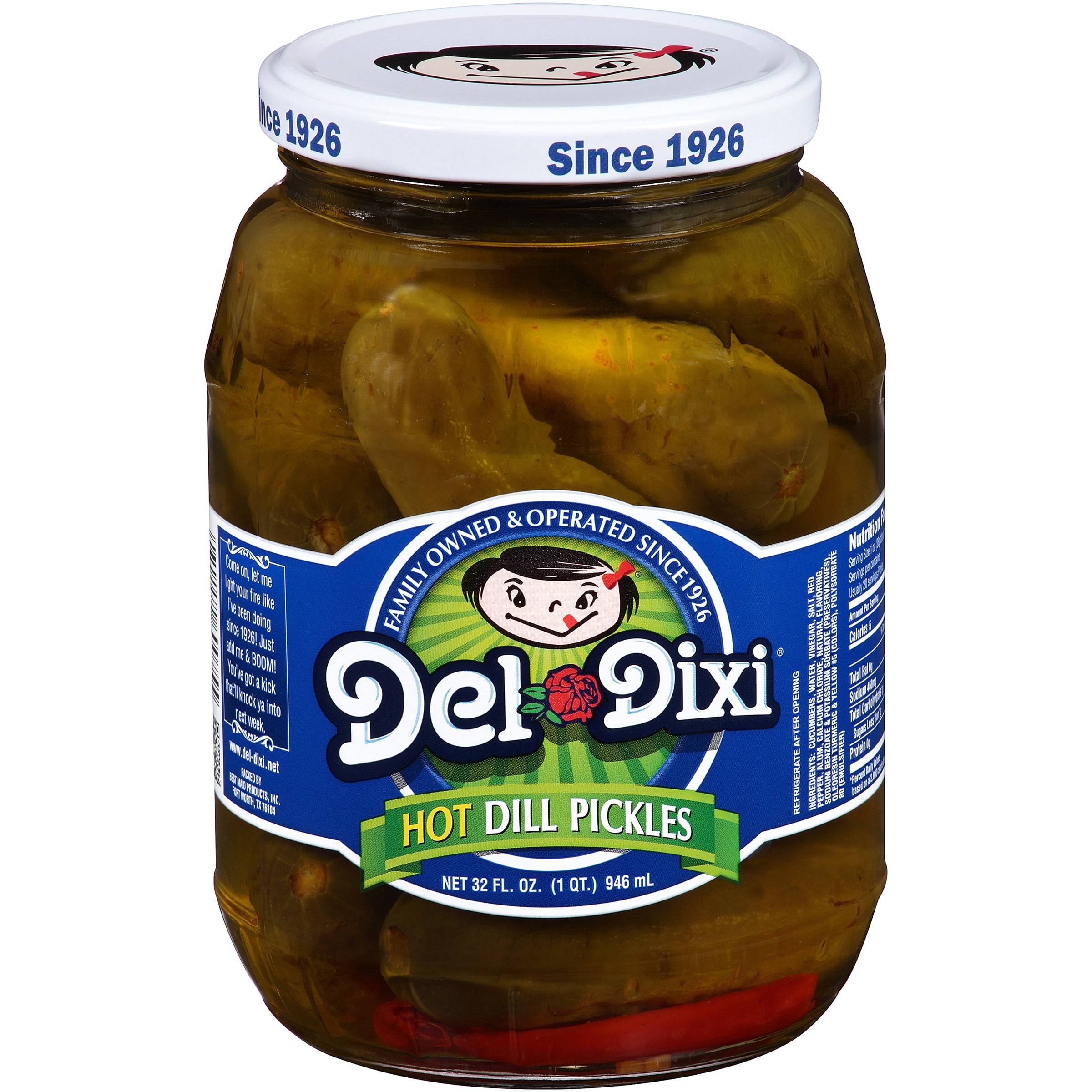 DelDixi Hot Dill Pickles, 32 oz