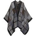 thumbnail image 5 of YooGuoGuo Women's Elegant Shawl Wraps Retro Ethnic Open Front Tassel Poncho Knitted Plaid Shawl for Travel Soft Pashminas Wraps, 5 of 7