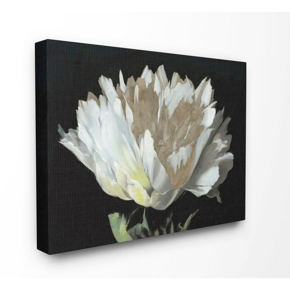 Stupell Industries Flower Bloom Gold White Painting Canvas Wall Art by Third and Wall