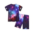 thumbnail image 2 of HWJAD Boys Cool Summer Outfits Set for Toddler Kids Short Sleeve Tee and Shorts 2 Pieces Little Boys Astronaut Clothes, 2 of 11