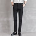 thumbnail image 4 of Pantalones de oficina rectos y elásticos de 9 pulgadas recortados para hombre, pantalones de trabajo para hombre, pantalones de traje elásticos con trenzas, ajustados, baratos, para vestir, informales, 4 of 4