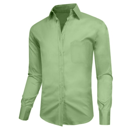 J. METHOD Men's Classic Slim Fit Button Down Long Sleeve Solid Color Dress Shirts S-2XL