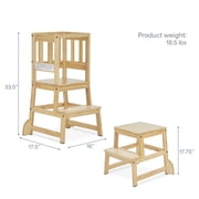 Dream On Me 2-in-1 Funtastic Tower and Step Stool, Easy to Assemble, Natural