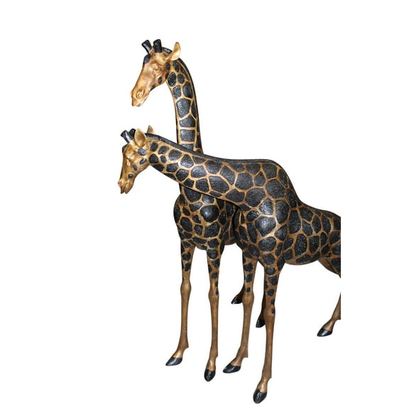 Pair of Giraffes Bronze Statues -  Size: 32"L x 12"W x 55"H.