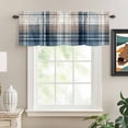 thumbnail image 2 of Blue Brown Plaid Rod Pocket Curtain Valance, Vintage Abstract Stripes Lattice Farmhouse Window Valance for Living Room, Bedroom, Kitchen 42"W x 12"L, 2 of 9